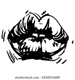 Diseño de logotipo de labios , dibujo de iconos de labios, garrapatas de lápiz