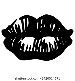 Lips Logo Design , Lips Icon sketch, pencil scribble