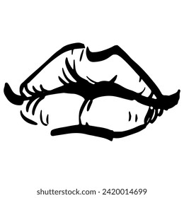 Diseño de logotipo de labios , dibujo de iconos de labios, garrapatas de lápiz