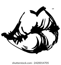Lips Logo Design , Lips Icon sketch, pencil scribble