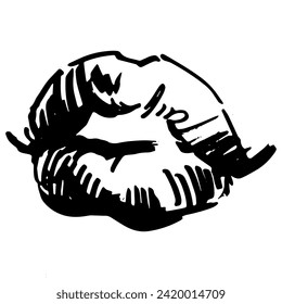 Lips Logo Design , Lips Icon sketch, pencil scribble
