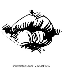 Lips Logo Design , Lips Icon sketch, pencil scribble