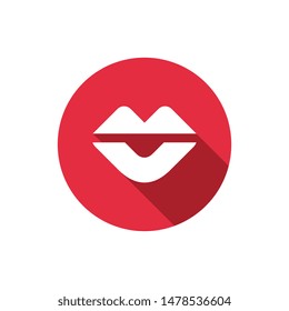 Lips logo icon design. Circle concept web button - Vector