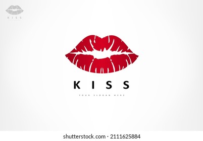 Lips logo vector. Kiss design.
