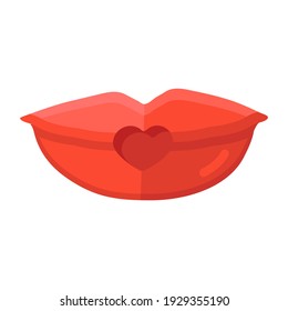 
Lips with love showing kiss icon in flat design 