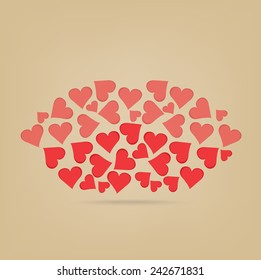 Lips made of hearts