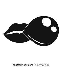 Lips make gum balloon icon. Simple illustration of lips make gum balloon vector icon for web design isolated on white background