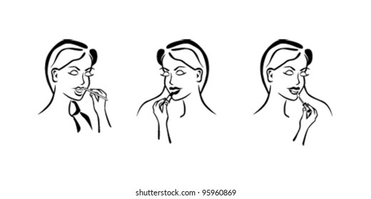 lips make up instruction icon, How To Apply Makeup, Lip makeup application