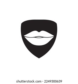 Lippen in Maske Schild Logo Symbol Illustration.
