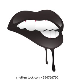 Lips metling black vector glossy