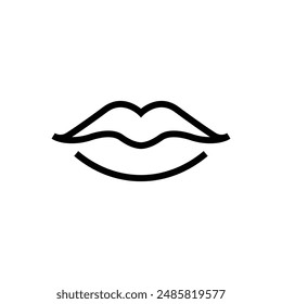 Lips mono line logo icon vector