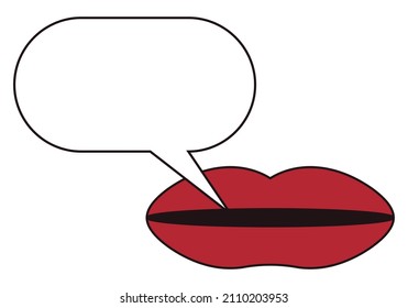 Lips and mouth icon talking with speech bubble.