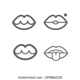 Lips, mouth line icon set