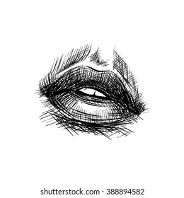 lips, mouth,  sketch