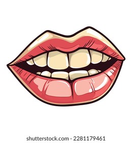 Lips Mouth Smile  Flat Icon Isolated On White Background