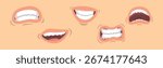 Lips and Mouth with Tongue and Teeth Vector Set
