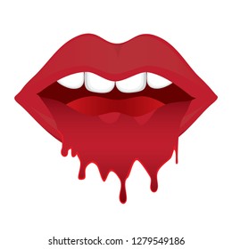 
Lips with mucus on a white background