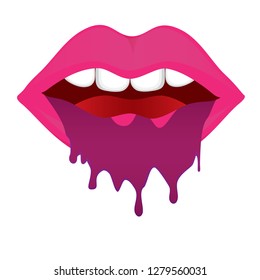 
Lips with mucus on a white background