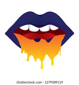 Lips with mucus on a white background