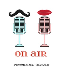 Lips and mustache are talking to the microphone