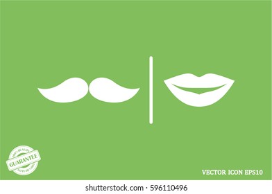 lips and mustache vector icon