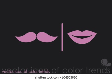 lips and mustache vector icon