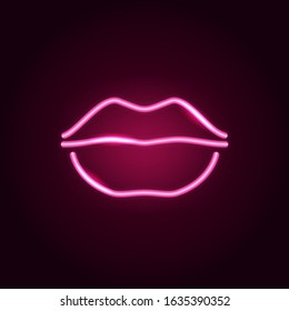 Lips Neon Signs Thin Line on a Black. Vector illustration