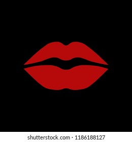 Lips on black . Vector illustration. Flat design for business financial marketing banking web concept cartoon illustration.