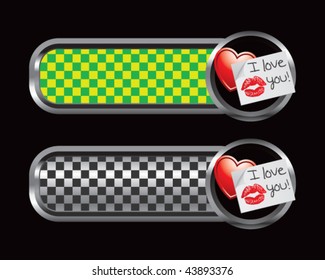 lips on card green and black checkered tabs