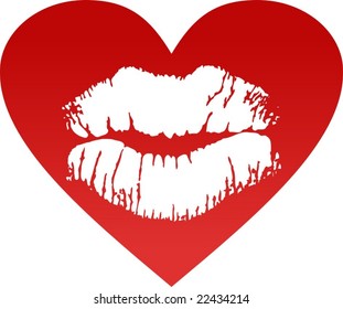 Lips on heart VECTOR