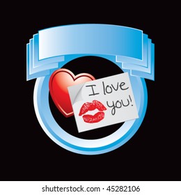 lips on love letter blue round crest