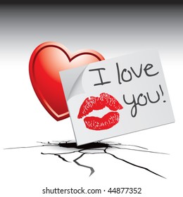 lips on love letter cracked ground