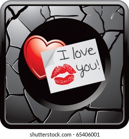 lips on love letter gray cracked web button