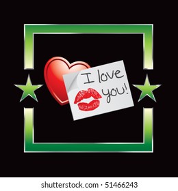 lips on love letter green star frame