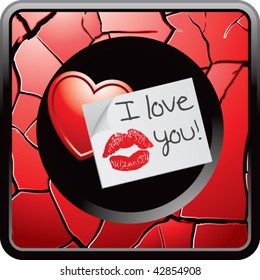 lips on love letter red cracked web button