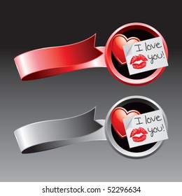 lips on love letter red and gray ribbons