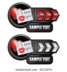 lips on love letter red and white arrow nameplates