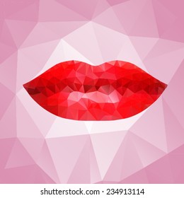 lips on a pink background made mosaic