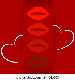 lips on red background  with heart