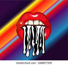 lips on a striped background