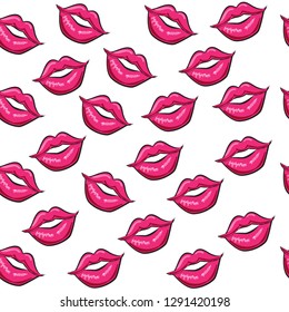 Lips on a white background seamless pattern