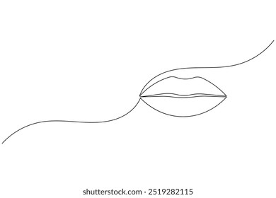 Lábios um desenho de linha de contorno isolado beijando ícone do vetor do dia