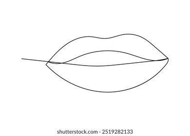 Lips one line drawing of isolated outline kissing day vector icon