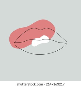 Lips. One Line Drawing. Minimalism.
