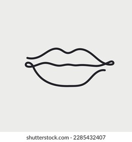 Lips one line drawning. Mouth to feel taste. Hand drawn human sense. Vector iilustration