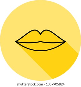 lips outline icon in long shadow style