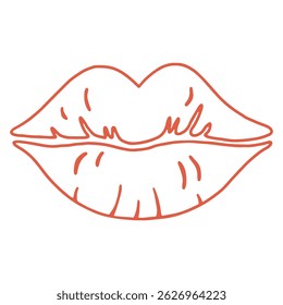 Lips outline isolated on white background, kiss, love