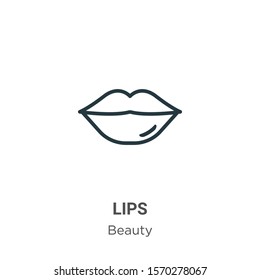 Lips outline vector icon. Thin line black lips icon, flat vector simple element illustration from editable beauty concept isolated on white background