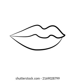 Lips Outline Vector On White Background Stock Vector (Royalty Free ...