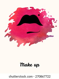 Lips painted in watercolor. Print of lips. Vector illustration